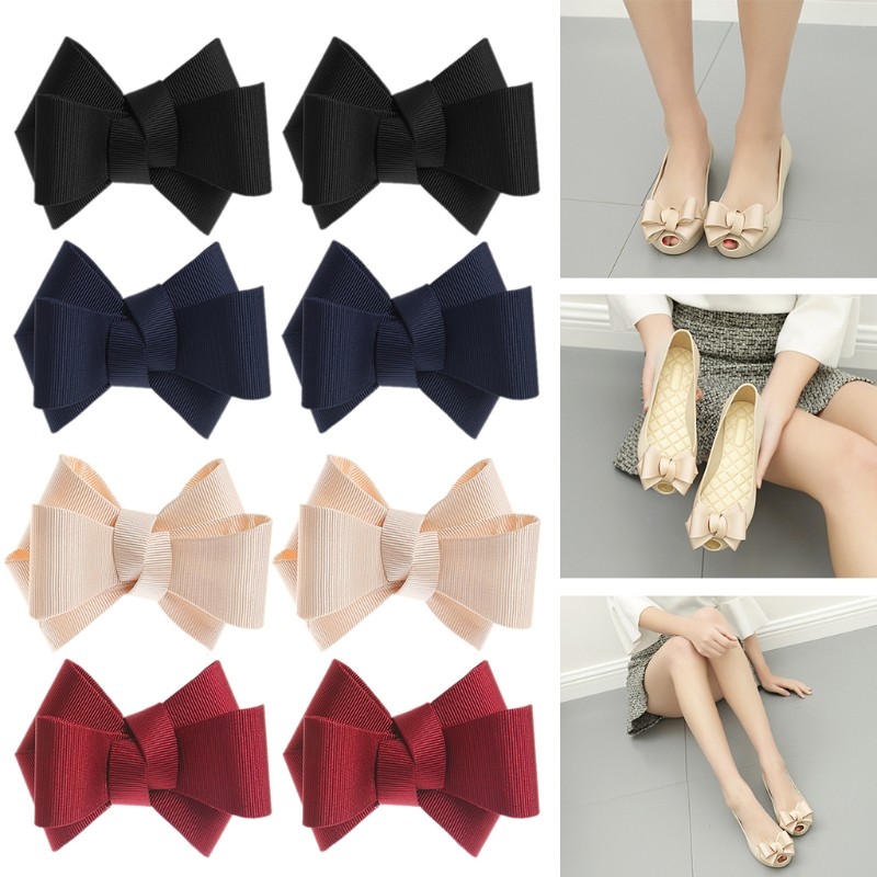 2pcs DIY Bowknot Shoes Patches Clothes Applique Accessories Embroidery Clip Shoes Embellishment