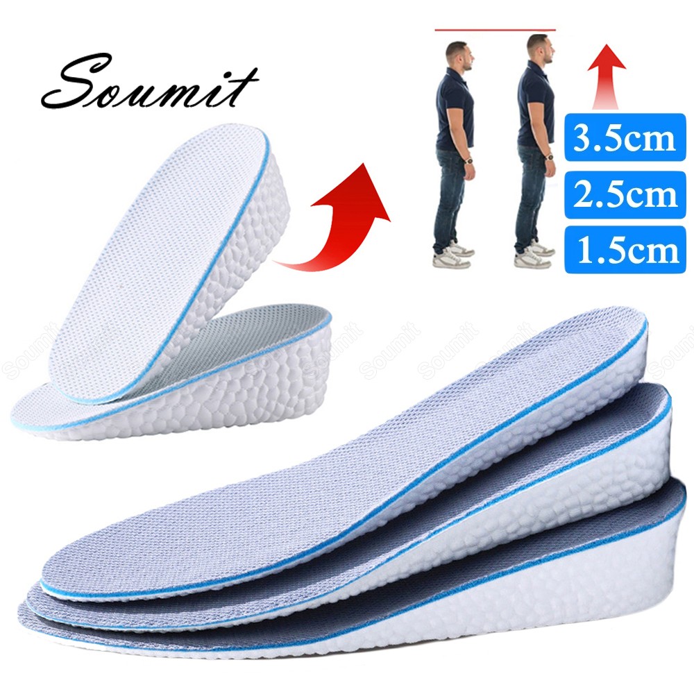 Memory Foam Height Increasing Insoles for Men Women's Shoes Sneakers Heel Insert Comfort Deodorant Shoe Sole Lift Mold