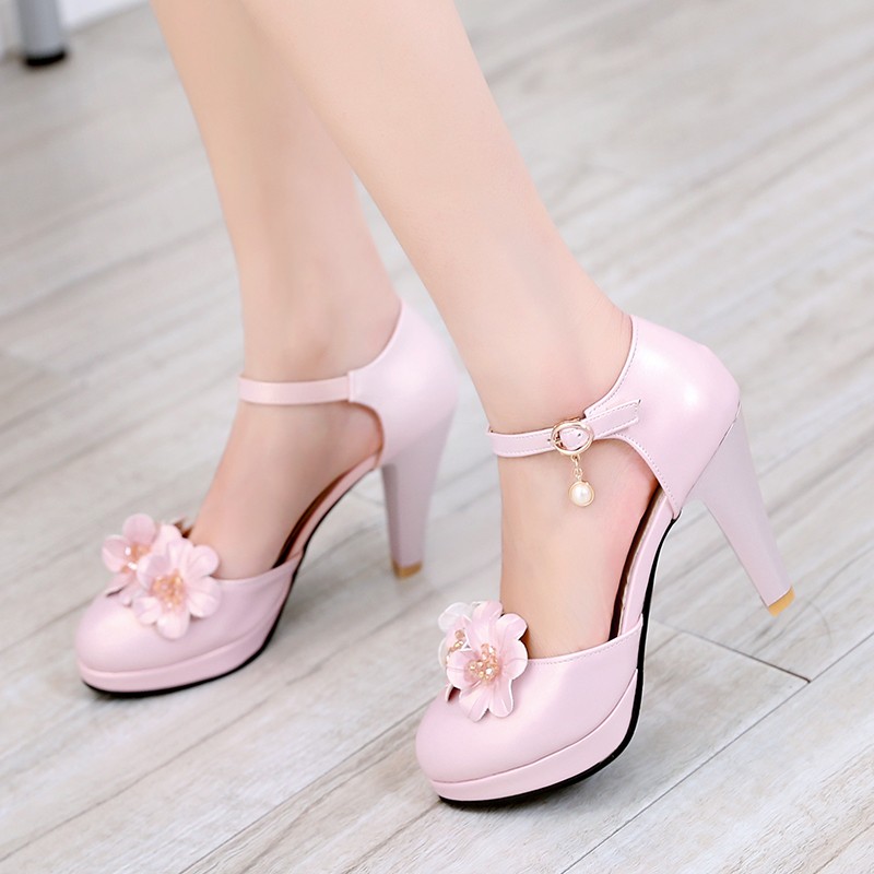 2022 women sandals large size 22-26.5cm japan and south korea stiletto high heels rhinestone flower buckle mary jane shoes