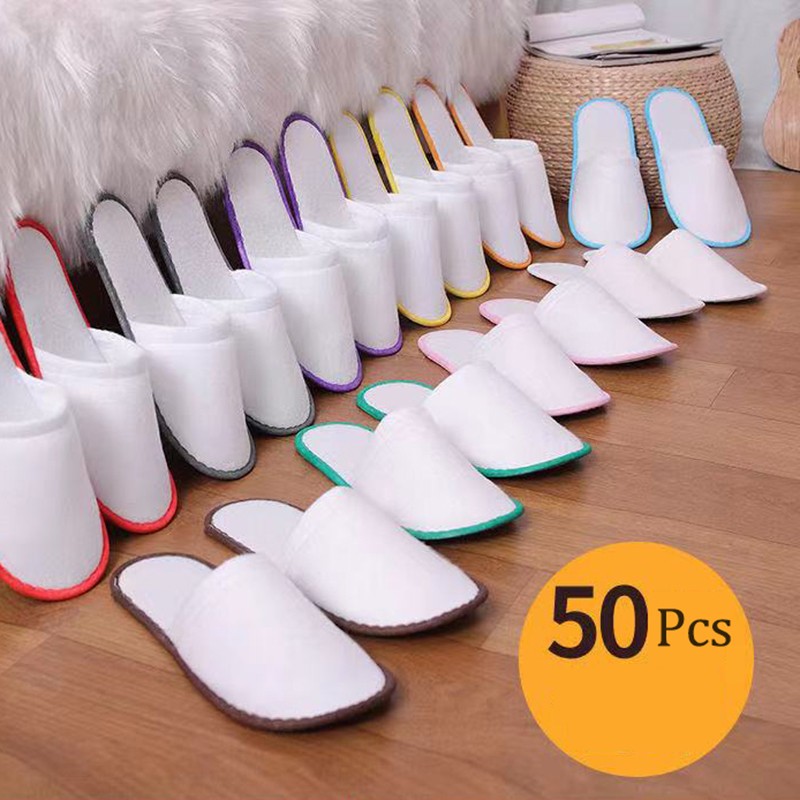 50pcs Disposable Slippers Men Women Business Travel Passenger Shoes Home Guest Slippers Hotel Beauty Club Shoes Indoor Slippers