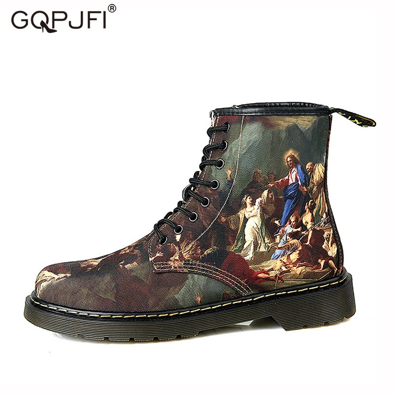 Women's shoes street fashion couples shoes high quality graffiti printing Martin boots outdoor ankle boots casual shoes for women