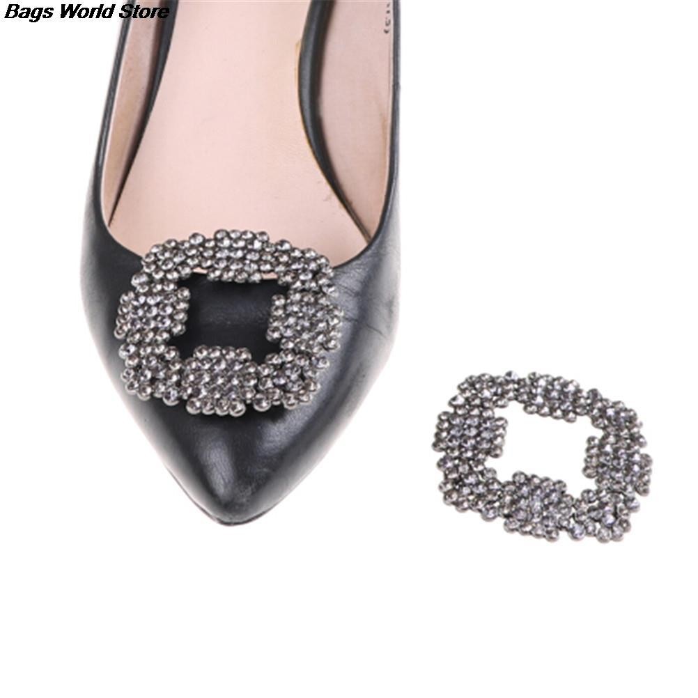 Women's Rhinestone Shoes Square Metal Buckle Wedding Shoes Decoration Rhinestone Accessory 1pc