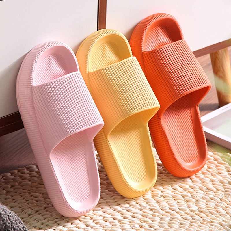 Luciyever Men Women Thick Platform Home Slippers Fashion Non-slip EVA Bathroom Slides Woman Sandals 2022 Summer Soft Flip Flops