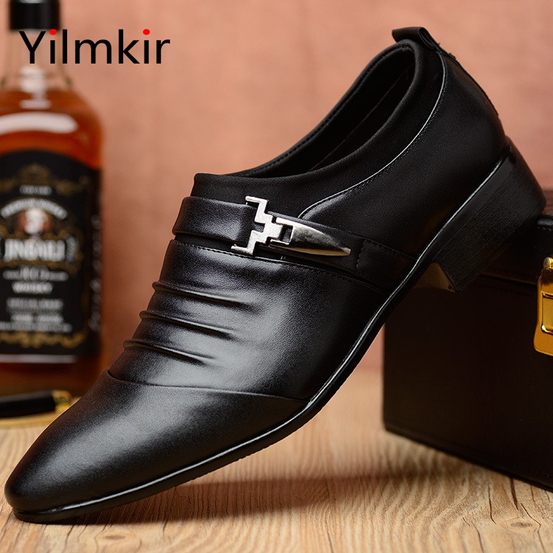 Casual pointed toe formal wear men oxford shoes fashion real business men wear shoes popular banquet all-match flat shoes