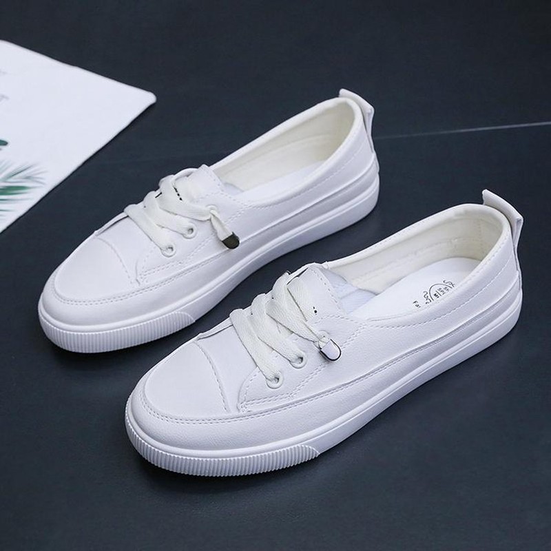 2021 Low Platform Sneakers Women Shoes Female PU Leather Walking Sneakers Loafers White Flat Slip On Vulcanize Casual Shoes