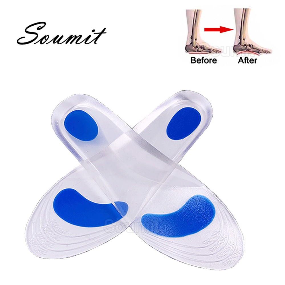 Silicone Gel Orthotic Insoles For Man Women Flat Feet Arch Support Orthotic Shoes Massage Cushion Shock Absorption Insert Cushion