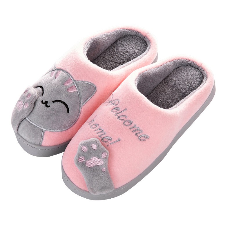 Women Winter Home Slippers Cartoon Cat Shoes Soft Plush Warm Indoor Slippers Bedroom Lovers Couples Dropshipping