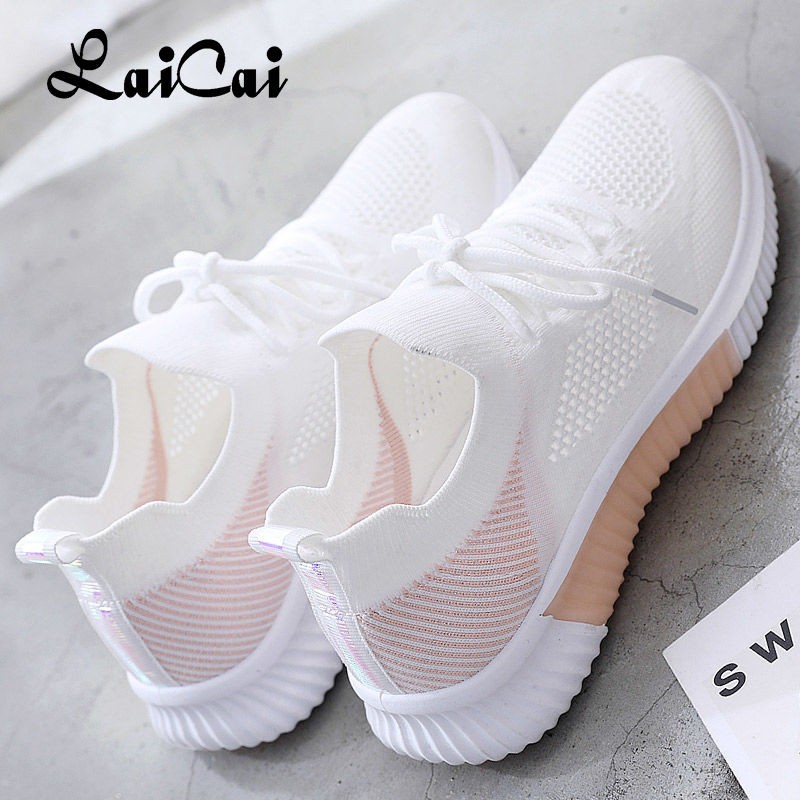 Women's shoes 2021 spring new white breathable sports mesh versatile summer hollow walking flying woven non-slip ladies sneakers