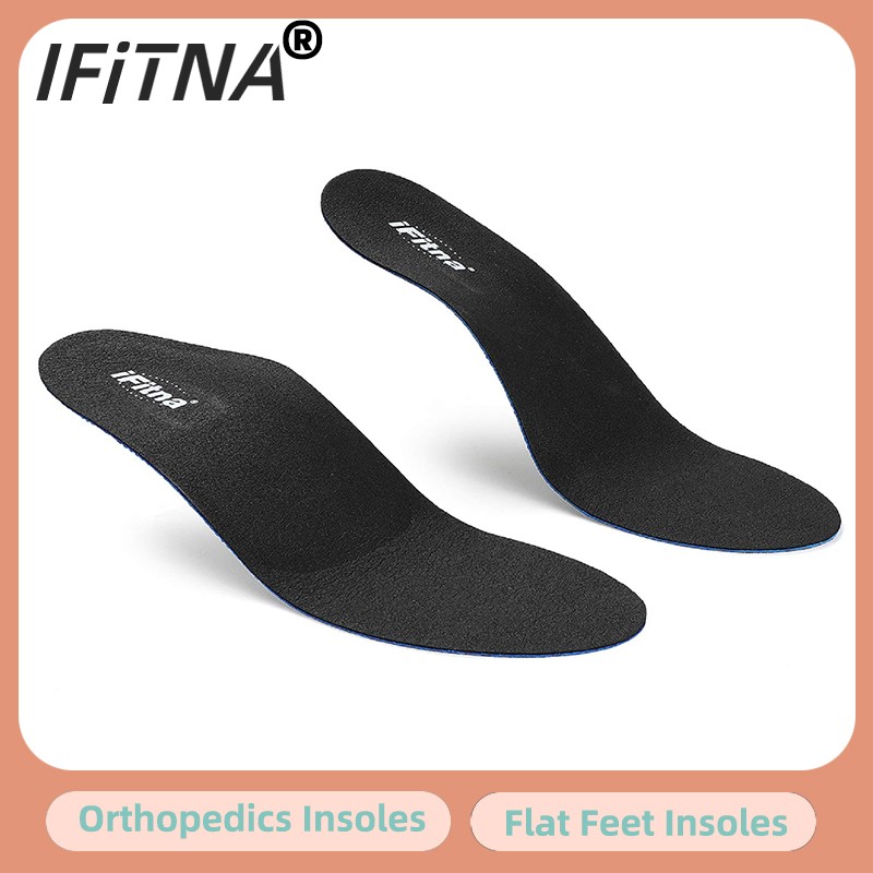 IFitna Flat Feet Arch Support Orthotic Leather Insole Ultra-thin Elastic Insert Men Dress Shoe Sole Replacement Heel Pain