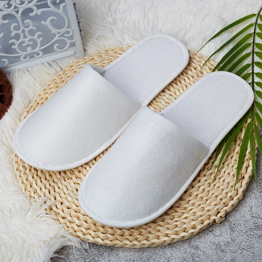 5-100 Pair Disposable Travel Hotel Slippers White Toweling Closed Toe Spa Shoes Bath Sets Bathroom Bathroom Shower Accessories