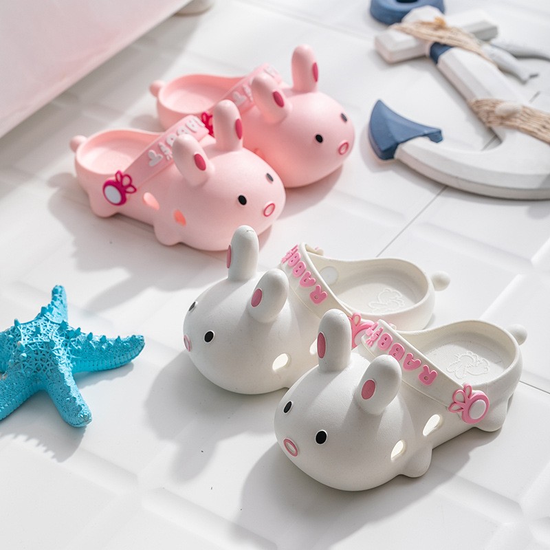 Baby Summer Slippers Cartoon Shoes Baby Flip Flops Indoor Slippers Child Cartoon Non-slip Bunny Beach Swimming Slippers Kids