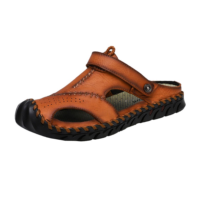 New men sandal plain soft comfortable men summer leather men slippers men roman summer outdoor beach sandals plus size 38-48