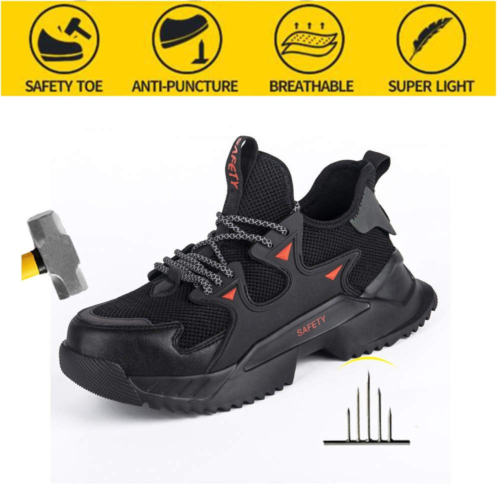 Safety shoes men's breathable anti-smashing anti-puncture safety shoes work shoes new all seasons indestructible shoes