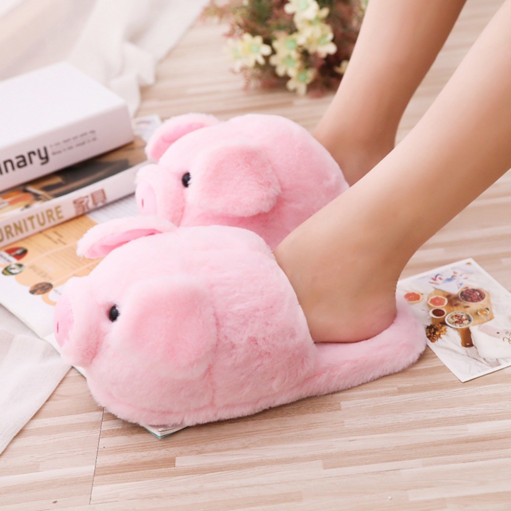 Women lovely flip flop cute pig girls hape home floor soft stripe slippers women's shoes winter spring warm shoes chaussure femme