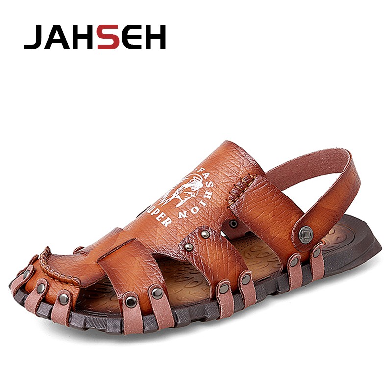 Summer Men Casual Sandals Outdoor Brand Slippers Genuine Leather Beach Shoes for Men Designer Mens Roman Sandals Zapatos Hombre