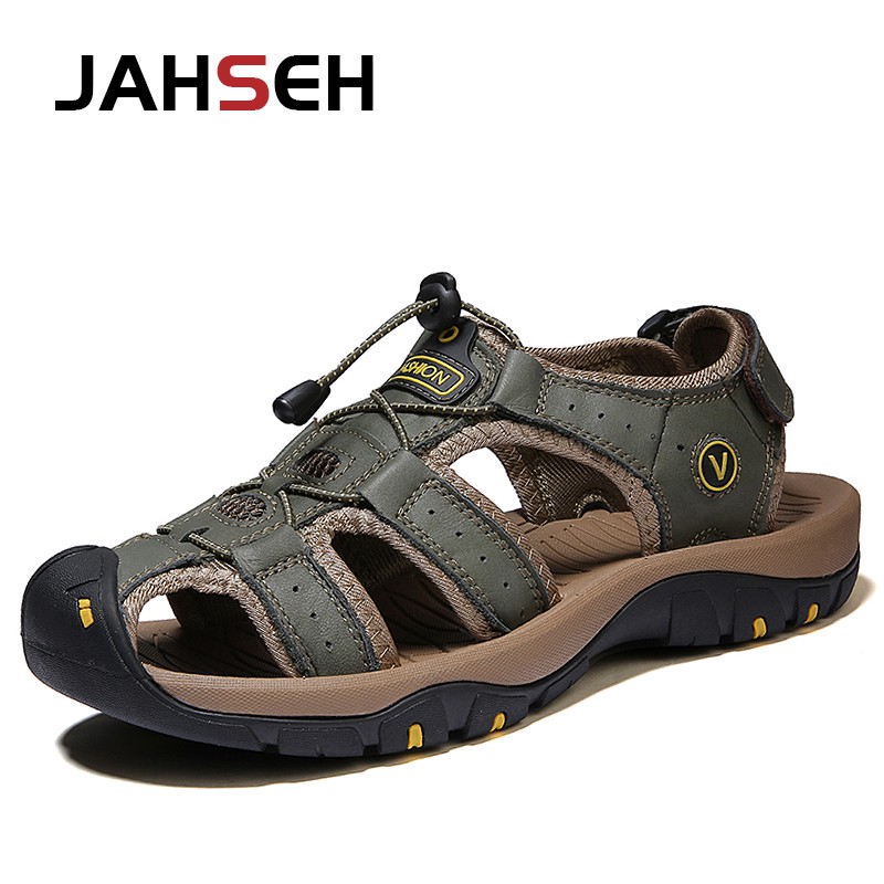 Size 38~48 New Sandals Genuine Leather Gladiator Sandals Brand Outdoor Beach Shoes For Men Summer Leather Casual Shoes Sneakers