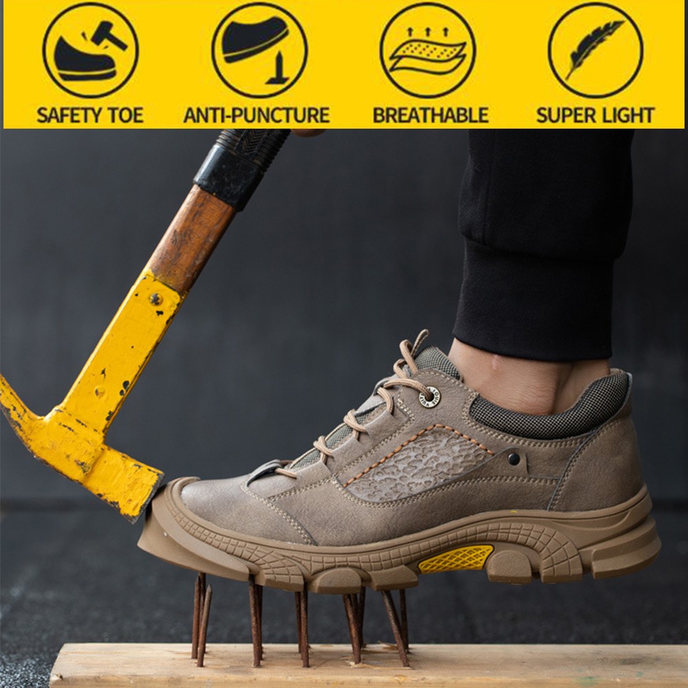 Safety shoes men deodorant anti-puncture steel toe cap insulated electric safe wear-resistant winter work shoes