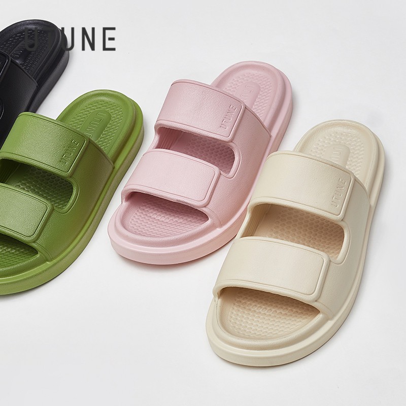 UTUNE Cream Slides Slippers for Women Indoor Shoes Bathroom Warm Summer EVA Home Sandals Men Memory Foam Outside Slippers