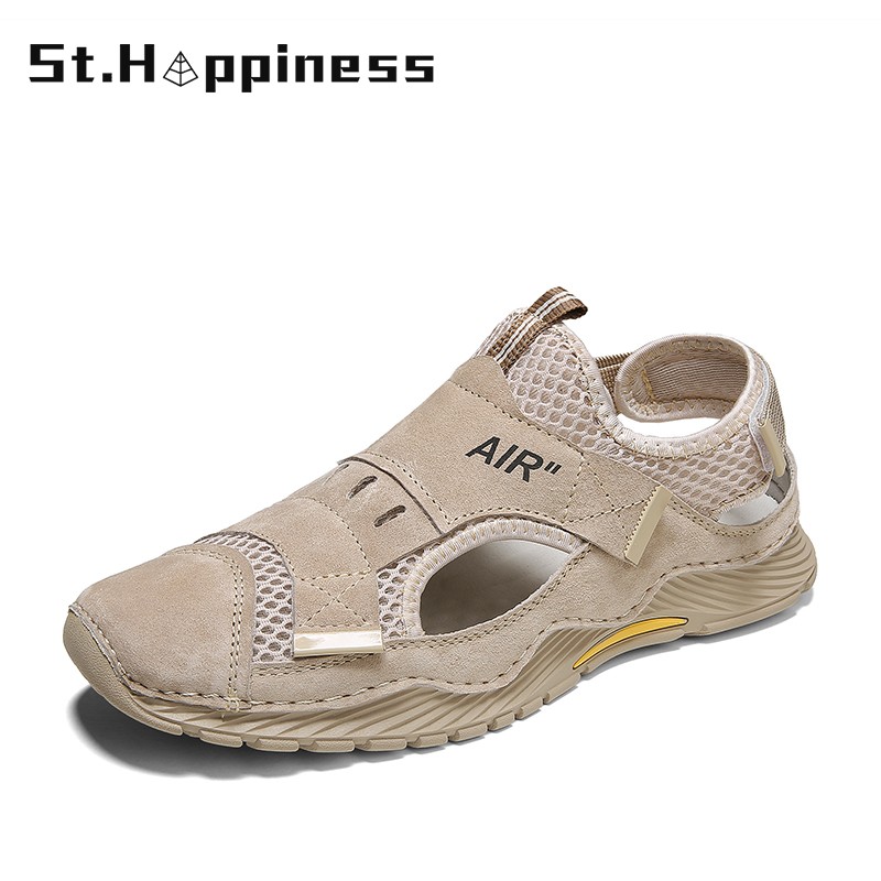 2022 new summer handmade mesh casual sneakers breathable men shoes outdoor beach slip-resistant shoes comfortable men sandals large size