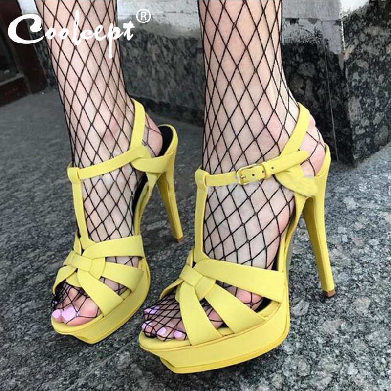 Cool Sept Genuine Leather High Heel Sandals Women Heels 10cm and 14cm Sexy Shoes Fashion Woman Shoe R4425 Hot Sale 33-40