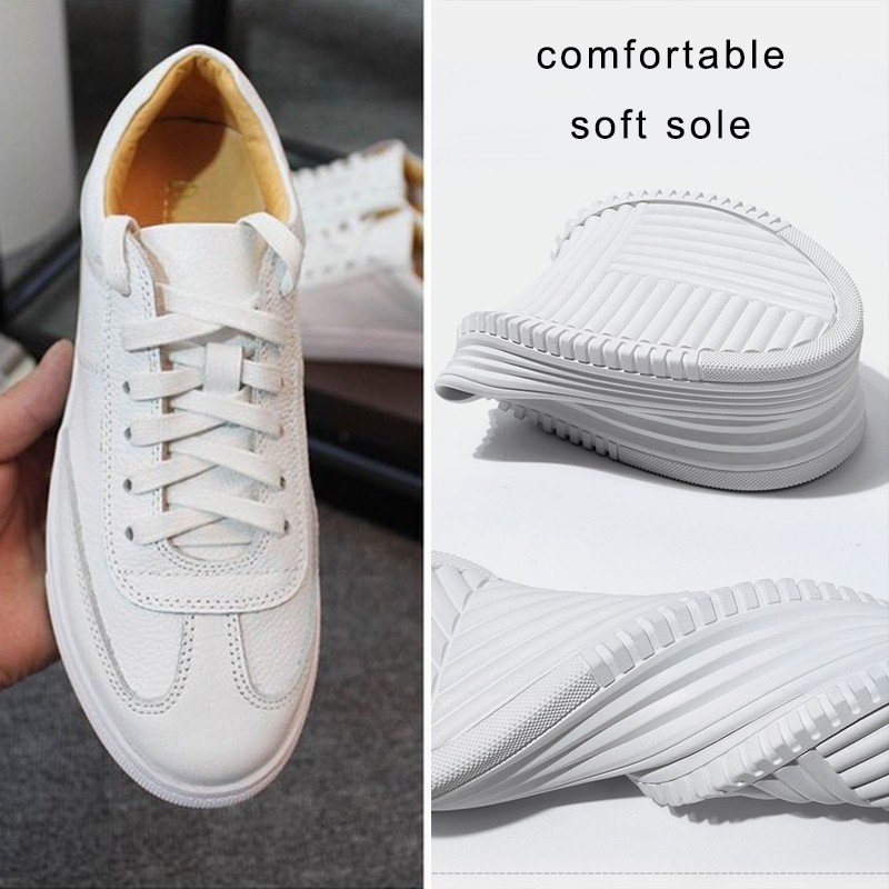 Plus Size 43 White Leather Shoes Chunky Platform Sneakers Women College Girls Casual Flat Shoes Zapatillas Deportivas Mujer LN84