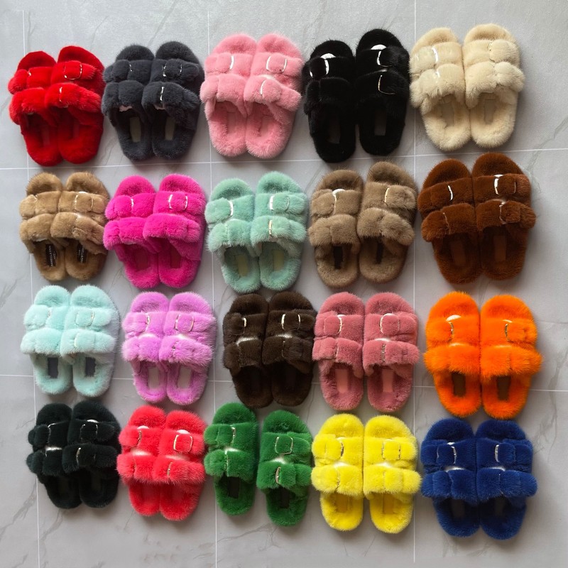 100% Genuine Mink Fur European Luxury Slippers Winter Indoor Slippers Women Slippers Women Slippers