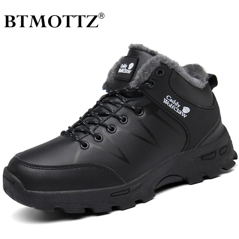 Winter Men Boots Keep Warm Plush Shoes Men Breathable Safety Shoes Outdoor Men Waterproof Shoes Light Sneakers