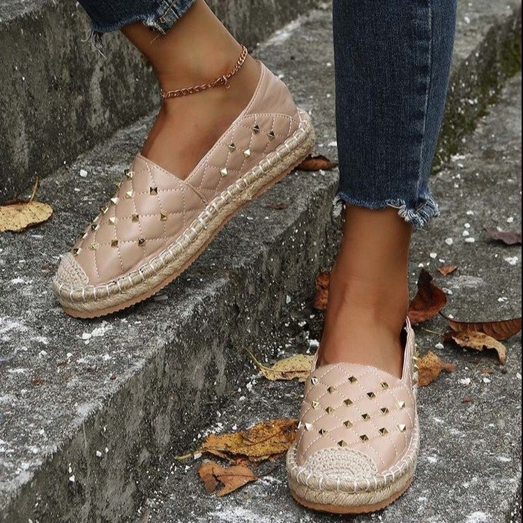 Women Fisherman Flats Casual Loafers Shoes Canvas Hemp Female 2022 Autumn New Slip-on Rivet Comfortable Mules Zapatillas Mujer