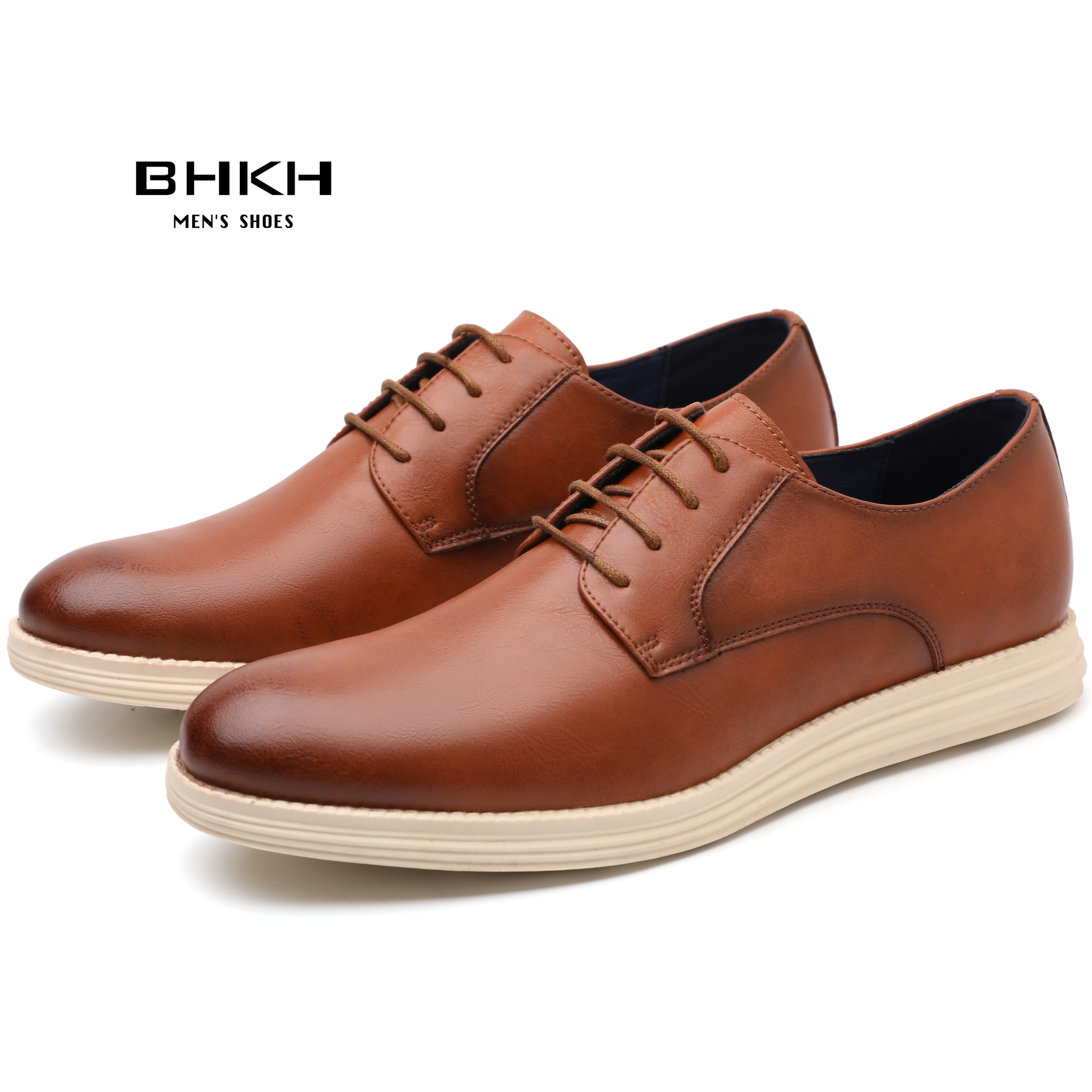 BHKH 2022 leather men casual shoes smart business office work lace-up light dress men shoes