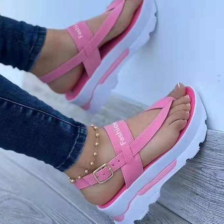 Women Platform Wedges Buckle Sandals Ladies Summer Roman Sandals Buckle Non-slip Beach Sandals Plus Size 35~43 Sandales Femme