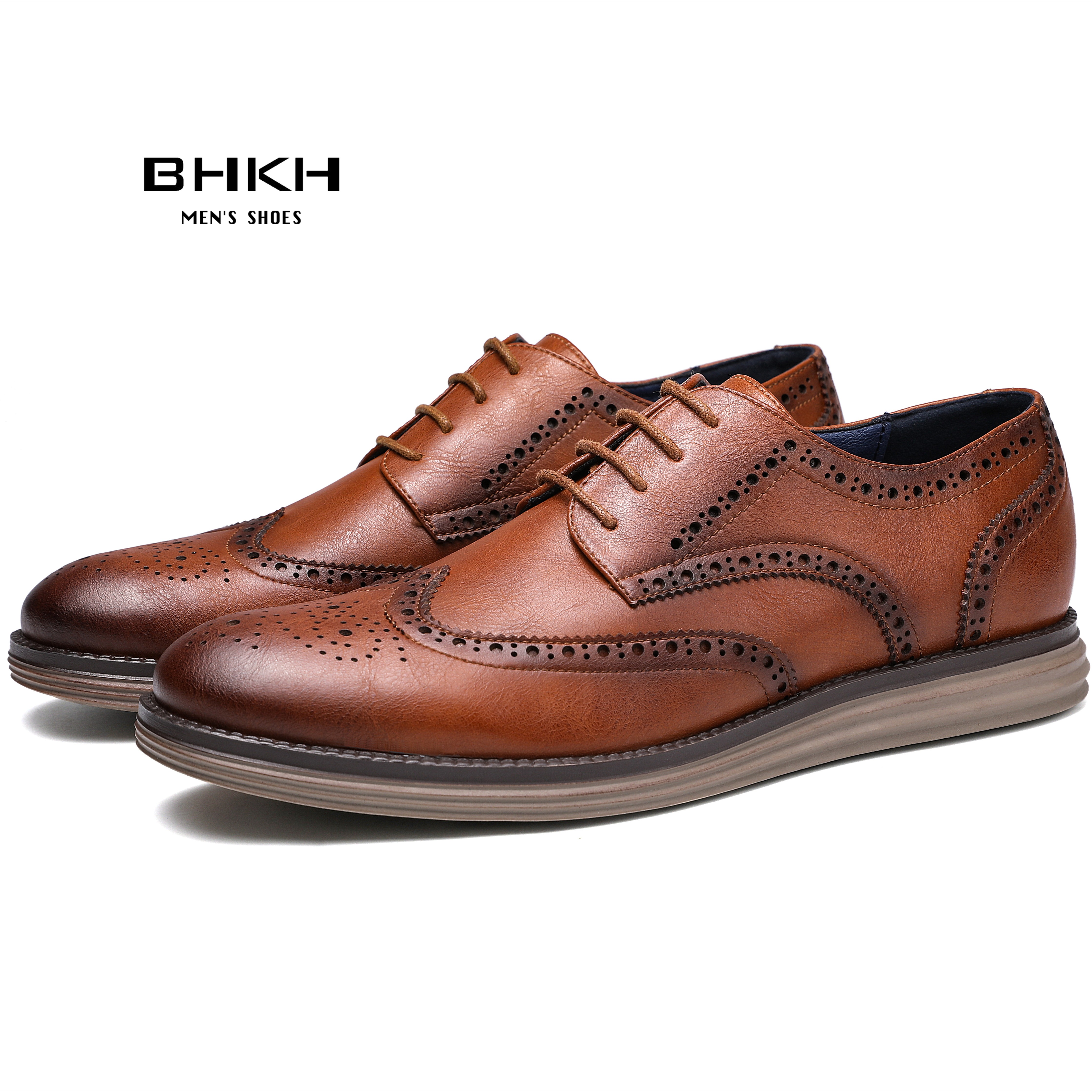 BHKH 2022 Autumn Mens Dress Shoes Genuine Leather Lace-up Men Casual Shoes Smart Business Office Work Shoes Men Shoes