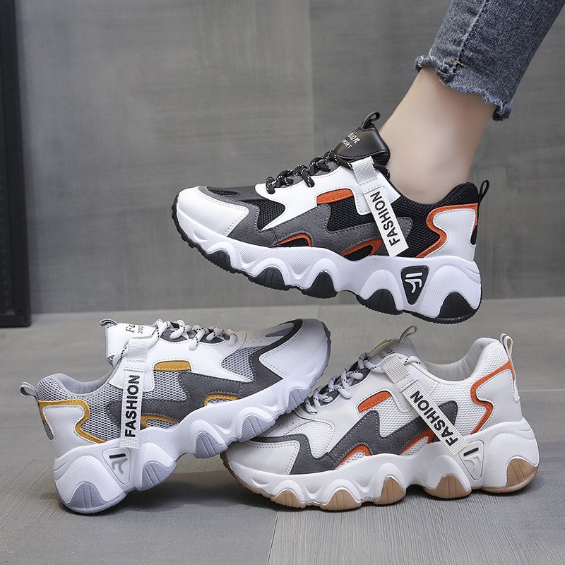 2022 spring, summer and autumn dad shoes breathable Korean version of thick-bottomed sports shoes student casual running shoes