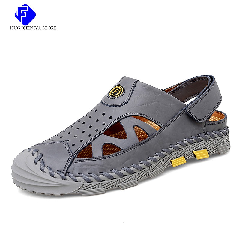 Summer Genuine Leather Men Sandals Outdoor Non-slip Men Beach Sandals Breathable Men Roman Sandals Fashion Men Sneakers