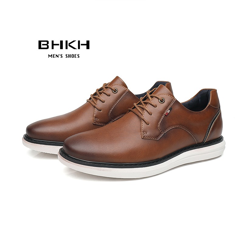 2022 Spring/Summer New Comfortable Men Shoes Luxury Brand Men Casual Shoes Lace Up Business Style Dress Shoes BHKH Men Shoes