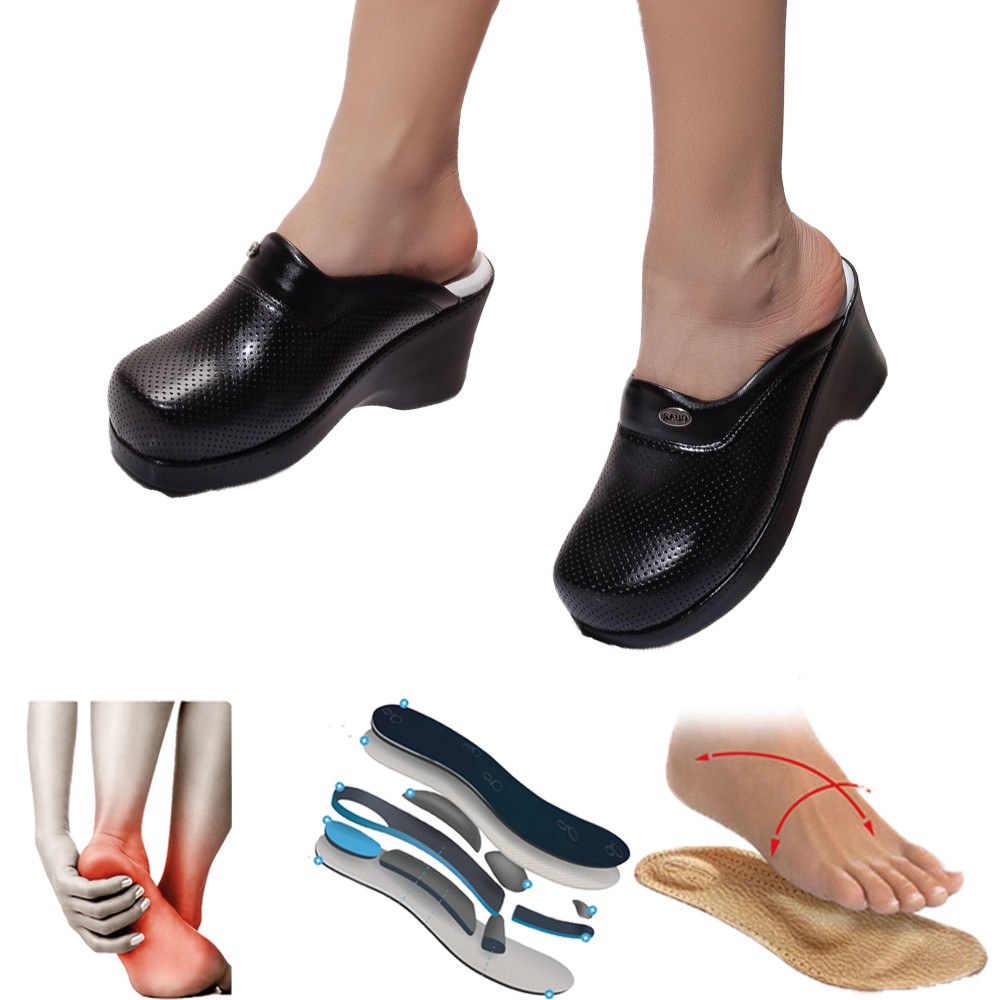 2021 New Women Leather Nurse Slippers High Quality Beauty Salon Dentist Lab Non-slip Surgical Clogs