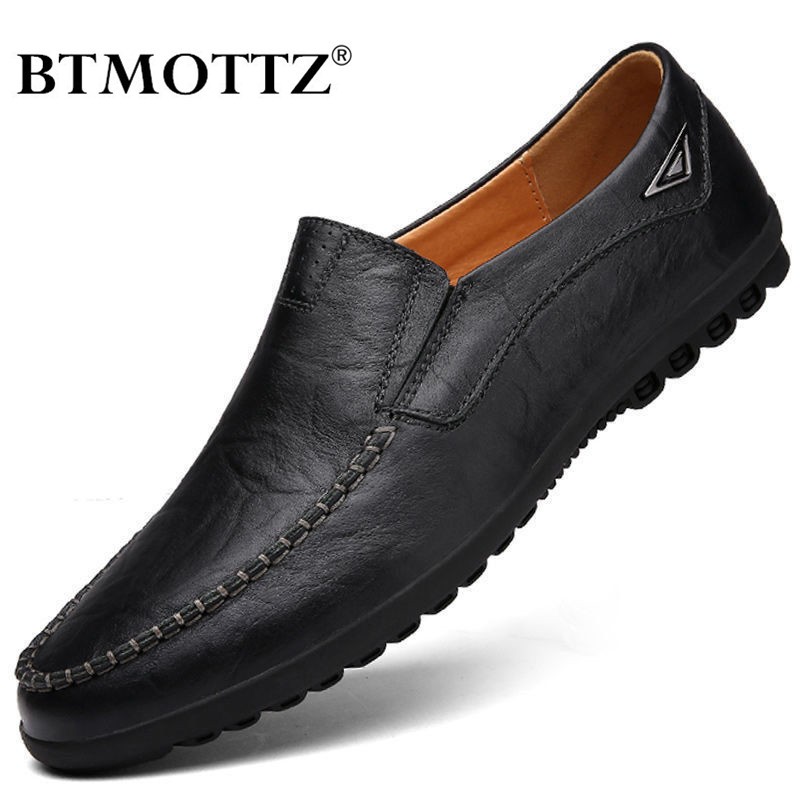 Genuine Leather Men Casual Shoes Brand 2020 Italian Men Shoes Moccasins Breathable Slip On Black Driving Shoes Plus Size 37-47