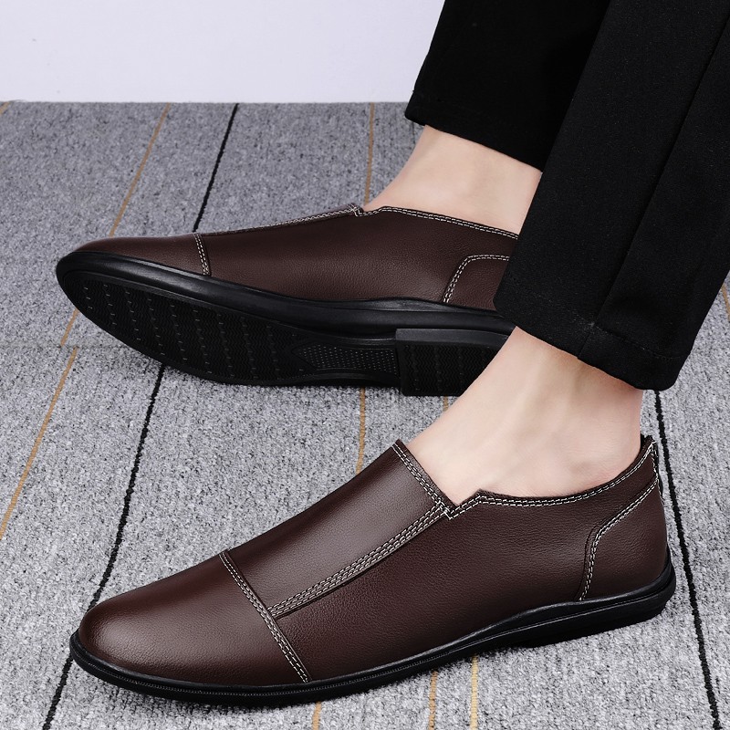 Summer outdoor soft men shoes leather loafers slip on comfortable driving shoes moccasins casual driving shoes