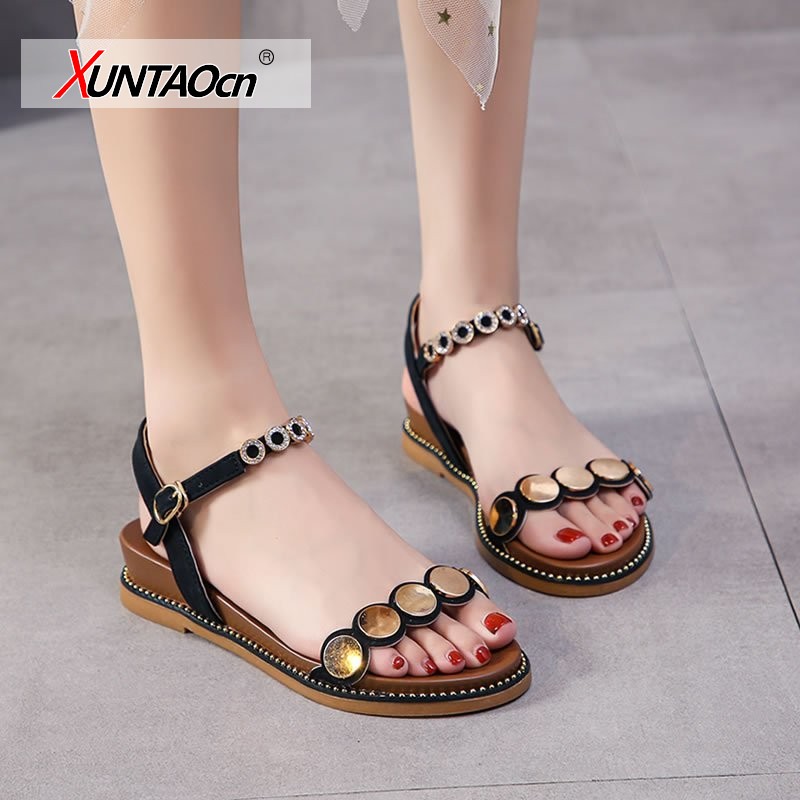 Women's Leather Sandals 2021 Summer New Versatile Student Platform Platform Roman Muffin Fashion Fantasy Shoes