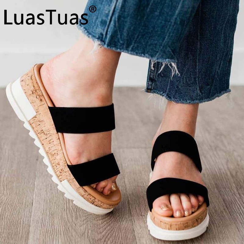 LuasTuas Size 36-41 Women Sandals Fashion High Heels Summer Shoes Women Slippers 2022 Fashion Casual Daily Home Shoes Woman