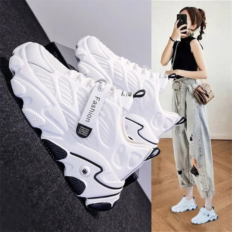 Women's shoes 2021 new lightweight breathable sneakers women height insole mesh shoes girls summer white shoes women's sports