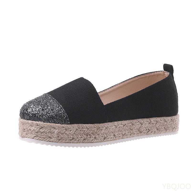 Women Flat Shoes Low Top Spring And Autumn Canvas Shoes Straw High Quality Shoes Fashion Flats Loafers Single Shoes