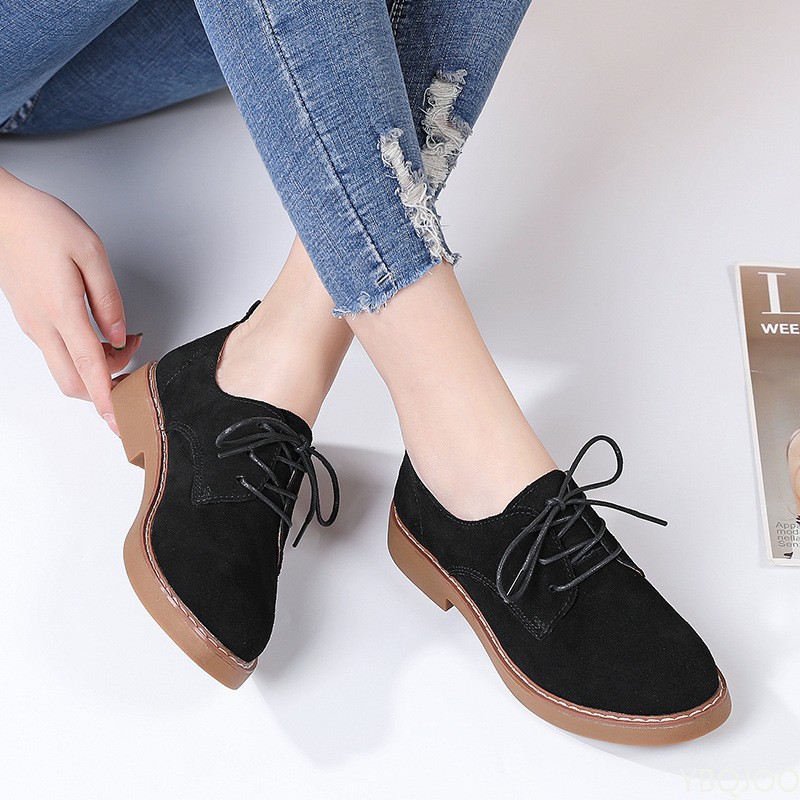 Women's shoes genuine leather oxford mother girls lace up fashion casual shoes women sneakers loafers