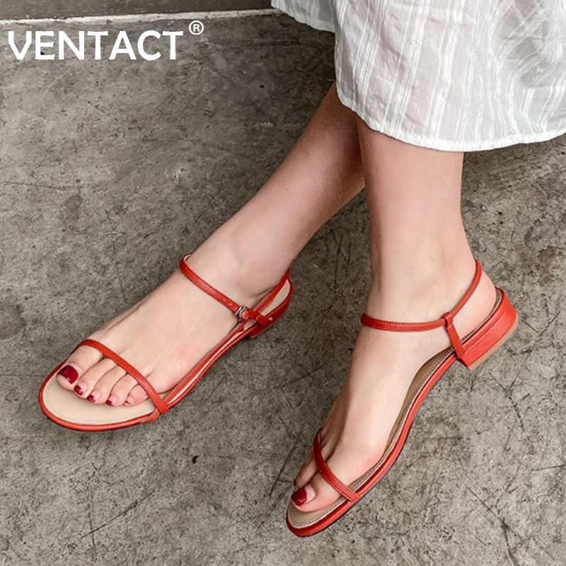 VENTACT Size 34-43 Women Flat Sandals Buckle Women Summer Shoes Fashion Simple Holiday Daily Sandals Women's Shoes