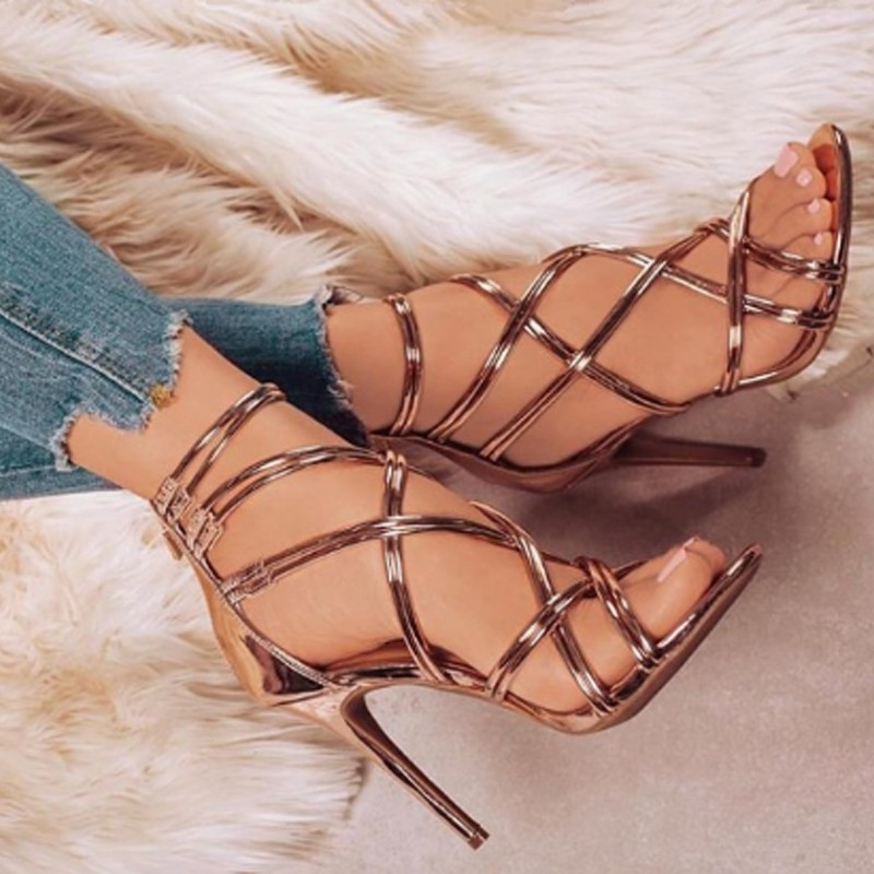 Platform sandals summer dress shoes women high heels thin ankle strap ladies wedding gladiator sandals chausiras femme