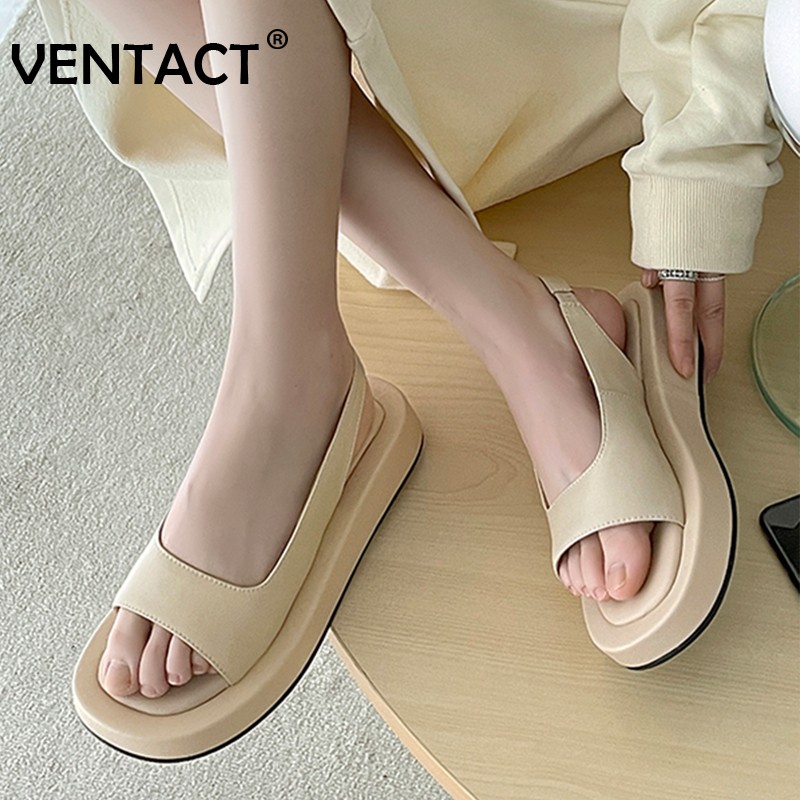 VENTACT Size 33-43 New Arrivals Women Sandals Genuine Leather Thick Bottom Women Shoes Fashion Summer Ins Sandals Shoes