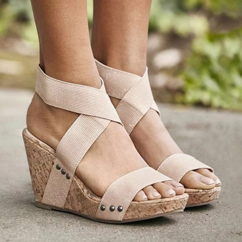 Women Sandals Platform Sandals High Heels Shoes Elastic Strap Gladiator Sandalia feminina Summer Wedge Heel sandalias