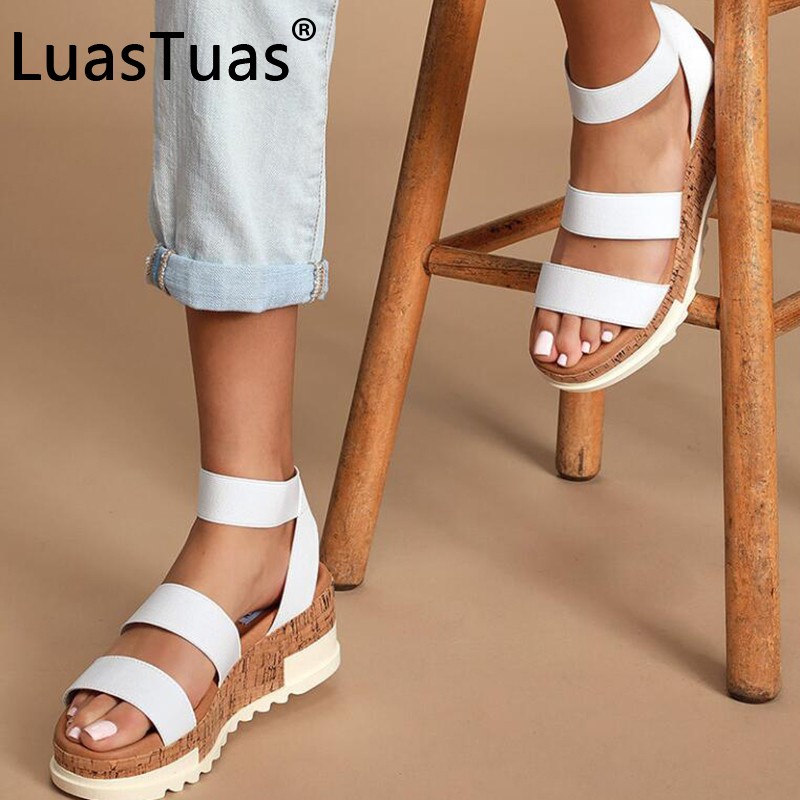 LuasTuas Size 36-41 Women Sandals 2022 Fashion High Heels Summer Shoes Woman Thick Bottom Casual Lady Platform Home Shoes