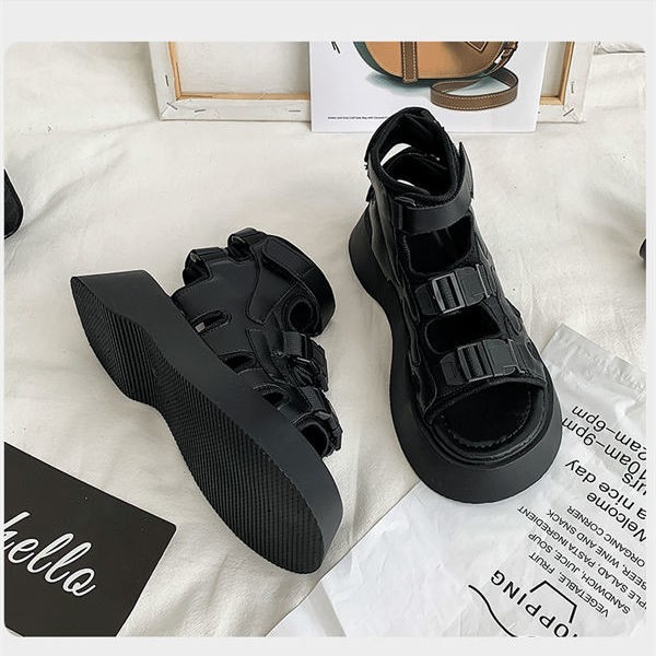 The new women's thick bottom muffin summer 2021 student velcro wedges shoes for women open toe shoes hook and loop sandals