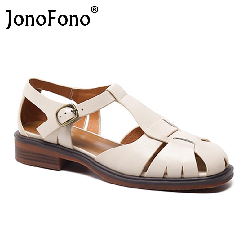 Gonovono 2022 Size 34-40 Women Sandals Real Leather Buckle Ins Shoes For Women Summer Fashion Cusual Holiday Shoes