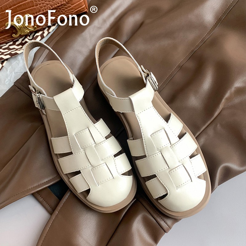 JOVONO 2022 New Arrivals Women Genuine Leather Sandals Buckle Summer Ins Shoes For Woman Fashion Daily Women's Shoes Size 34-39